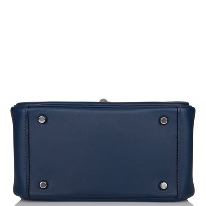 Hermes Mini Lindy Bleu Navy Verso Swift Palladium Hardware