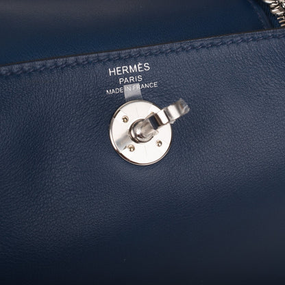 Hermes Mini Lindy Bleu Navy Verso Swift Palladium Hardware