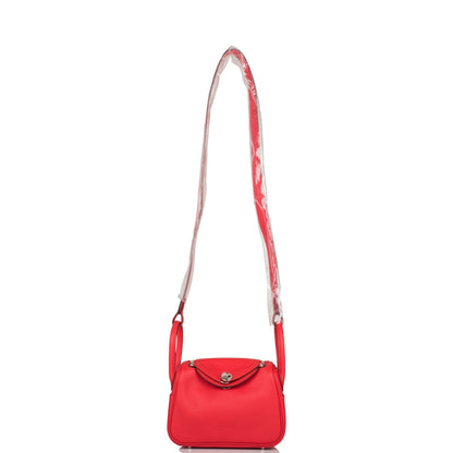 Hermes Mini Lindy Rouge de Coeur Swift Palladium Hardware