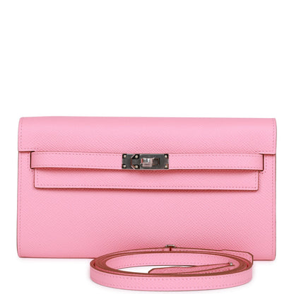 Hermes Kelly Wallet To Go Rose Confetti Epsom Palladium Hardware