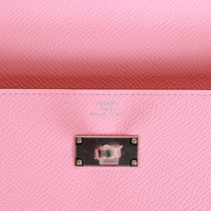 Hermes Kelly Wallet To Go Rose Confetti Epsom Palladium Hardware