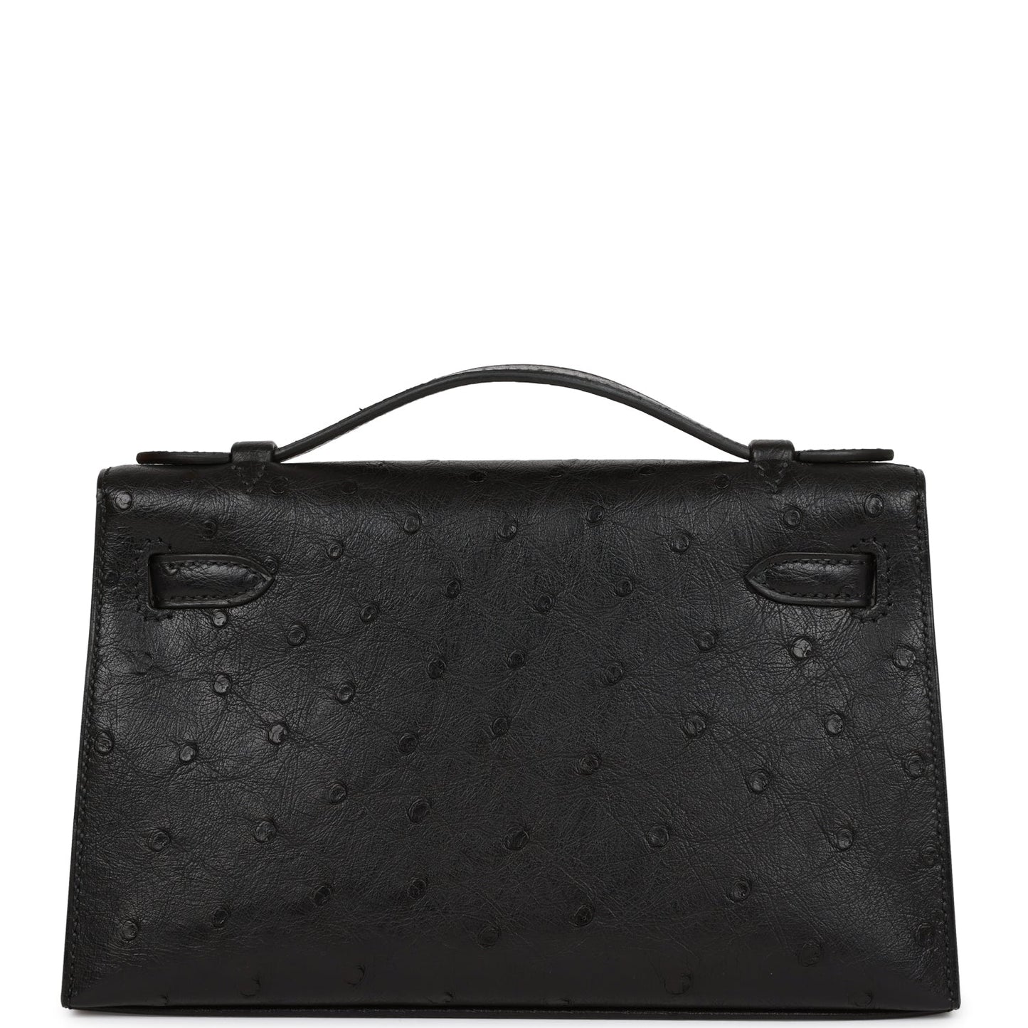 Hermes Kelly Pochette Black Ostrich Gold Hardware