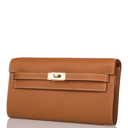 Hermes Kelly Wallet To Go Gold Epsom Gold Hardware