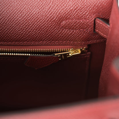 Hermes Kelly Sellier 25 Rouge H Epsom Gold Hardware