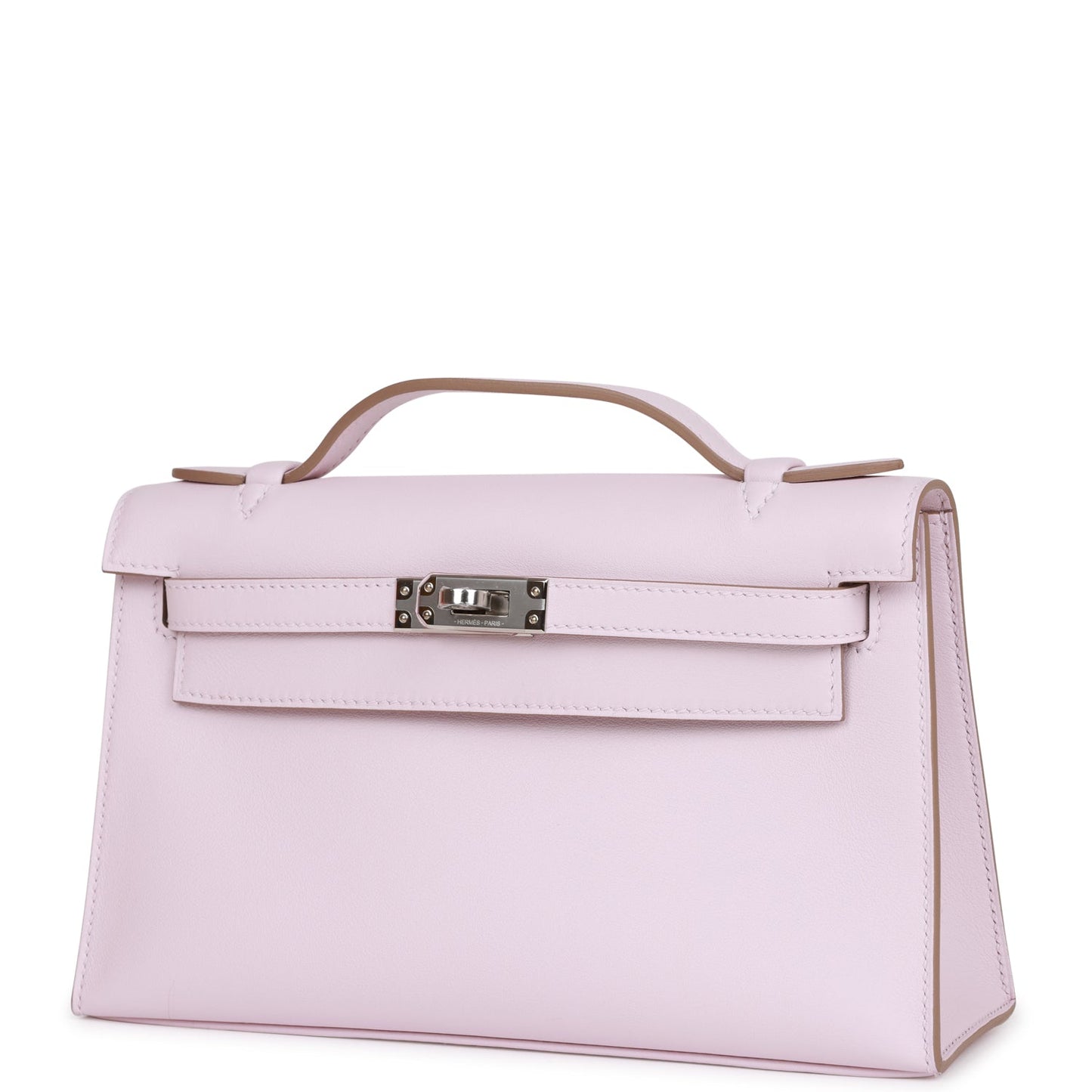 Hermes Kelly Pochette Mauve Pale Swift Palladium Hardware