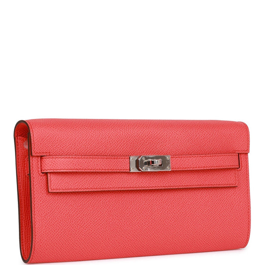 Hermes Kelly Wallet To Go Rose Texas Epsom Palladium Hardware