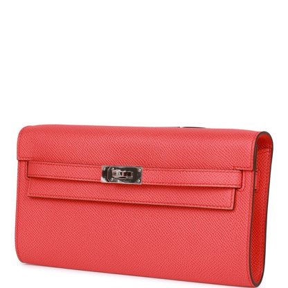 Hermes Kelly Wallet To Go Rose Texas Epsom Palladium Hardware