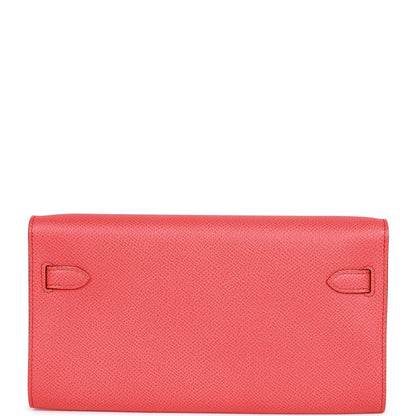 Hermes Kelly Wallet To Go Rose Texas Epsom Palladium Hardware