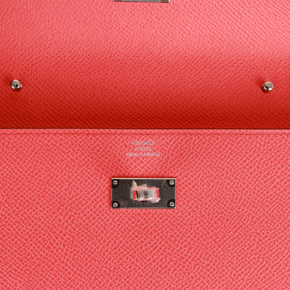 Hermes Kelly Wallet To Go Rose Texas Epsom Palladium Hardware