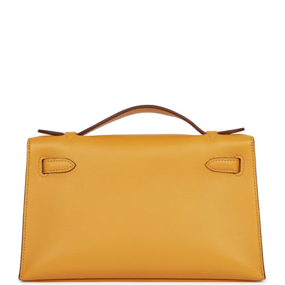 Hermes Kelly Pochette Jaune Ambre Swift Gold Hardware