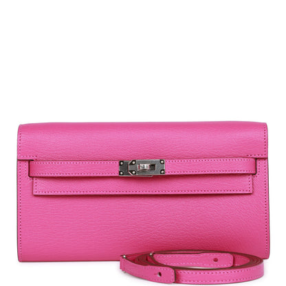 Hermes Kelly Wallet To Go Magnolia Chevre Palladium Hardware