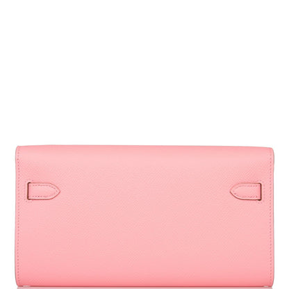 Hermes Kelly Wallet To Go Rose Confetti Epsom Palladium Hardware