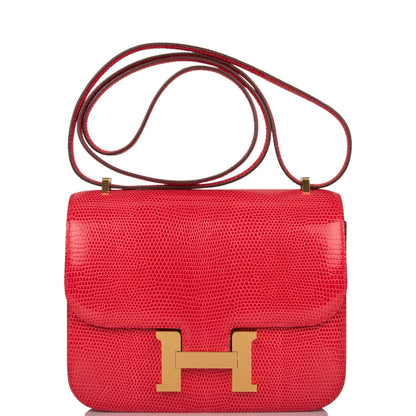 Hermes Mini Constance 18 Rouge Exotique Lizard Niloticus Gold Hardware