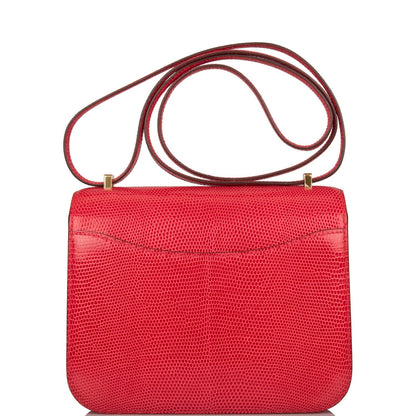 Hermes Mini Constance 18 Rouge Exotique Lizard Niloticus Gold Hardware