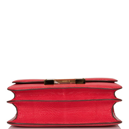 Hermes Mini Constance 18 Rouge Exotique Lizard Niloticus Gold Hardware