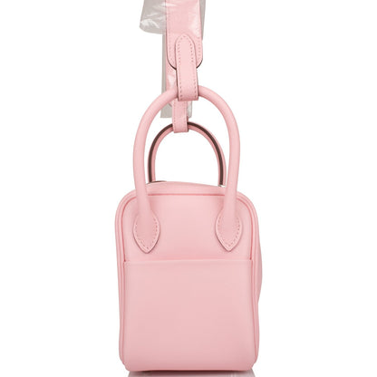 Hermes Mini Lindy Rose Sakura Swift Palladium Hardware