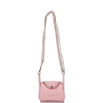 Hermes Mini Lindy Rose Sakura Swift Palladium Hardware