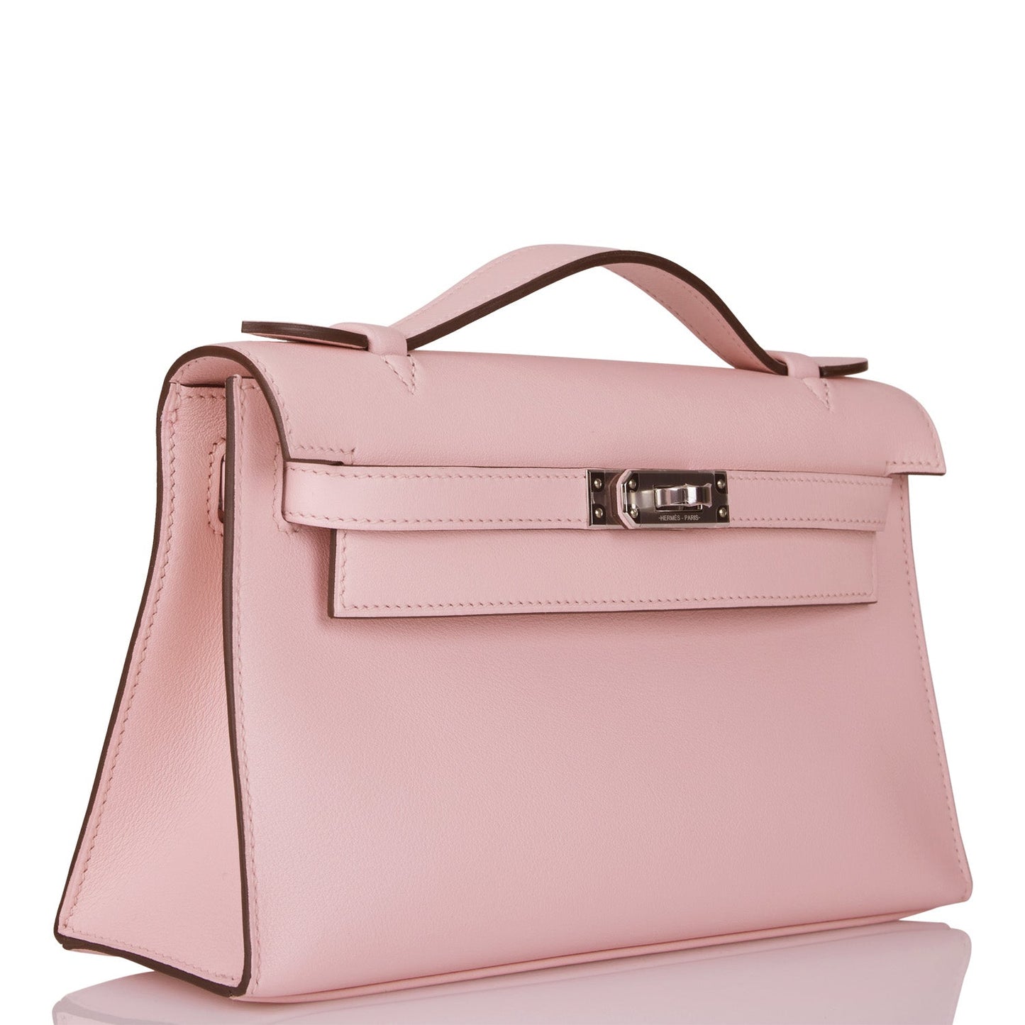 Hermes Kelly Pochette Rose Sakura Swift Palladium Hardware