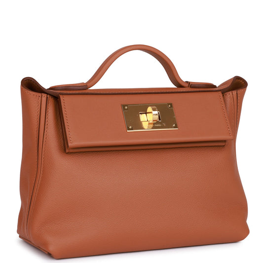 Hermes Mini 24/24 Bag Gold Evercolor and Swift Gold Hardware