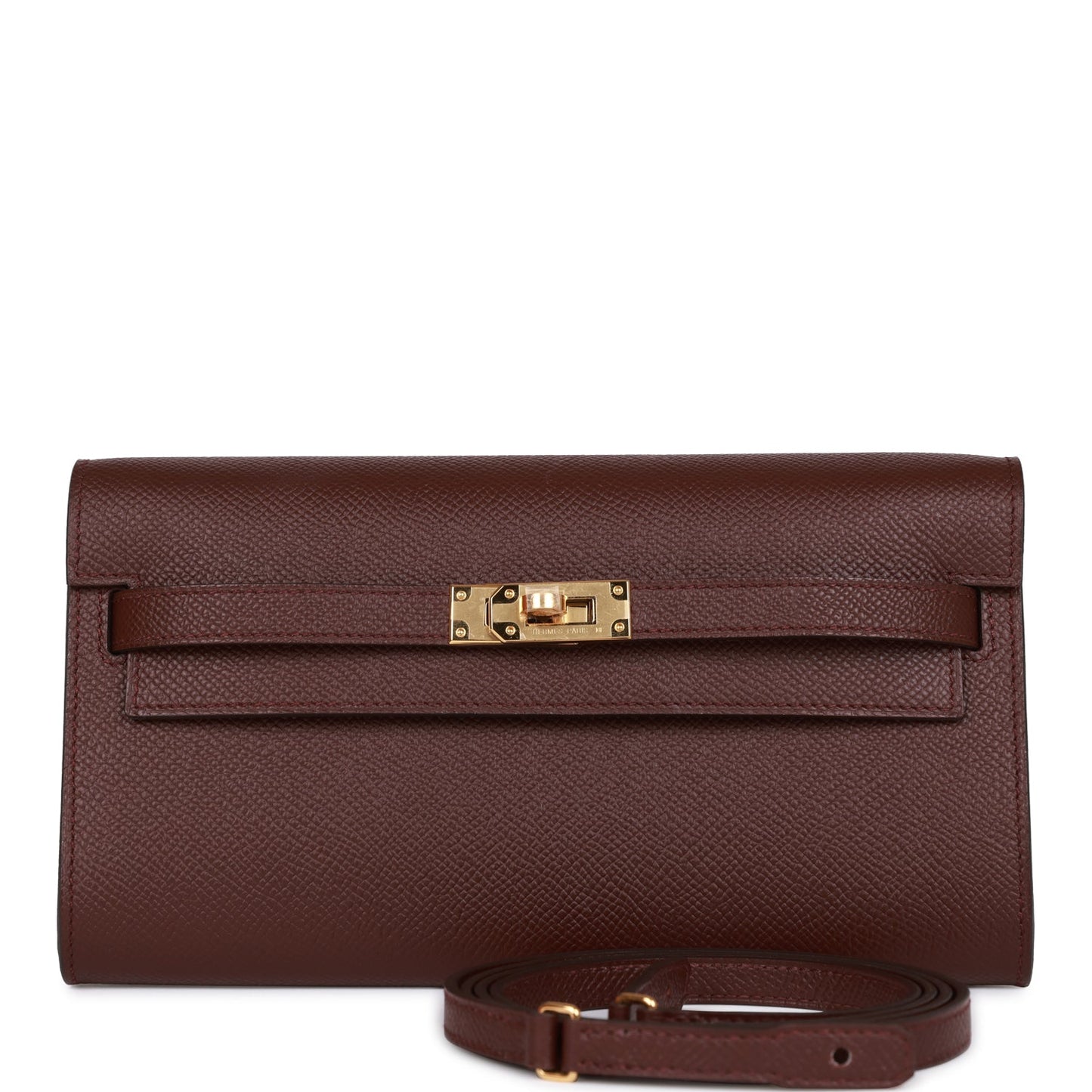 Hermes Kelly Wallet To Go Bordeaux Epsom Gold Hardware