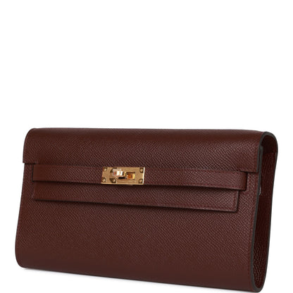 Hermes Kelly Wallet To Go Bordeaux Epsom Gold Hardware