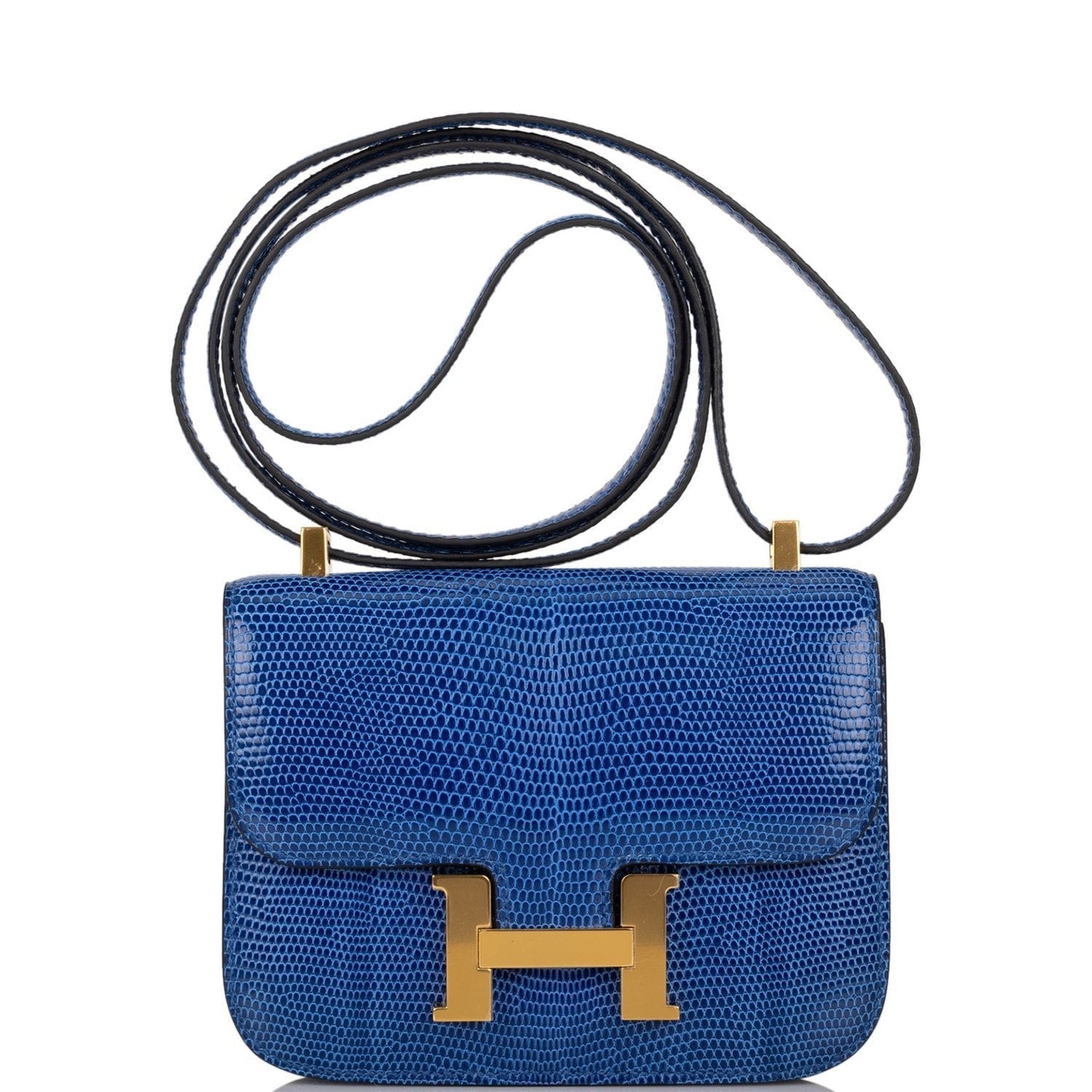 Hermes Micro Constance 14 Bleu Saphir Lizard Niloticus Gold Hardware