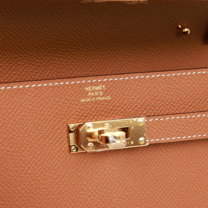 Hermes Kelly Wallet To Go Gold Epsom Gold Hardware