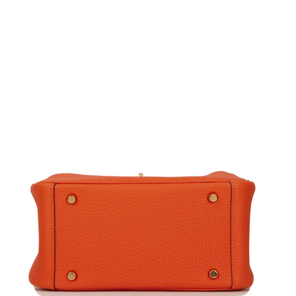 Hermes Mini Lindy Feu Clemence Gold Hardware