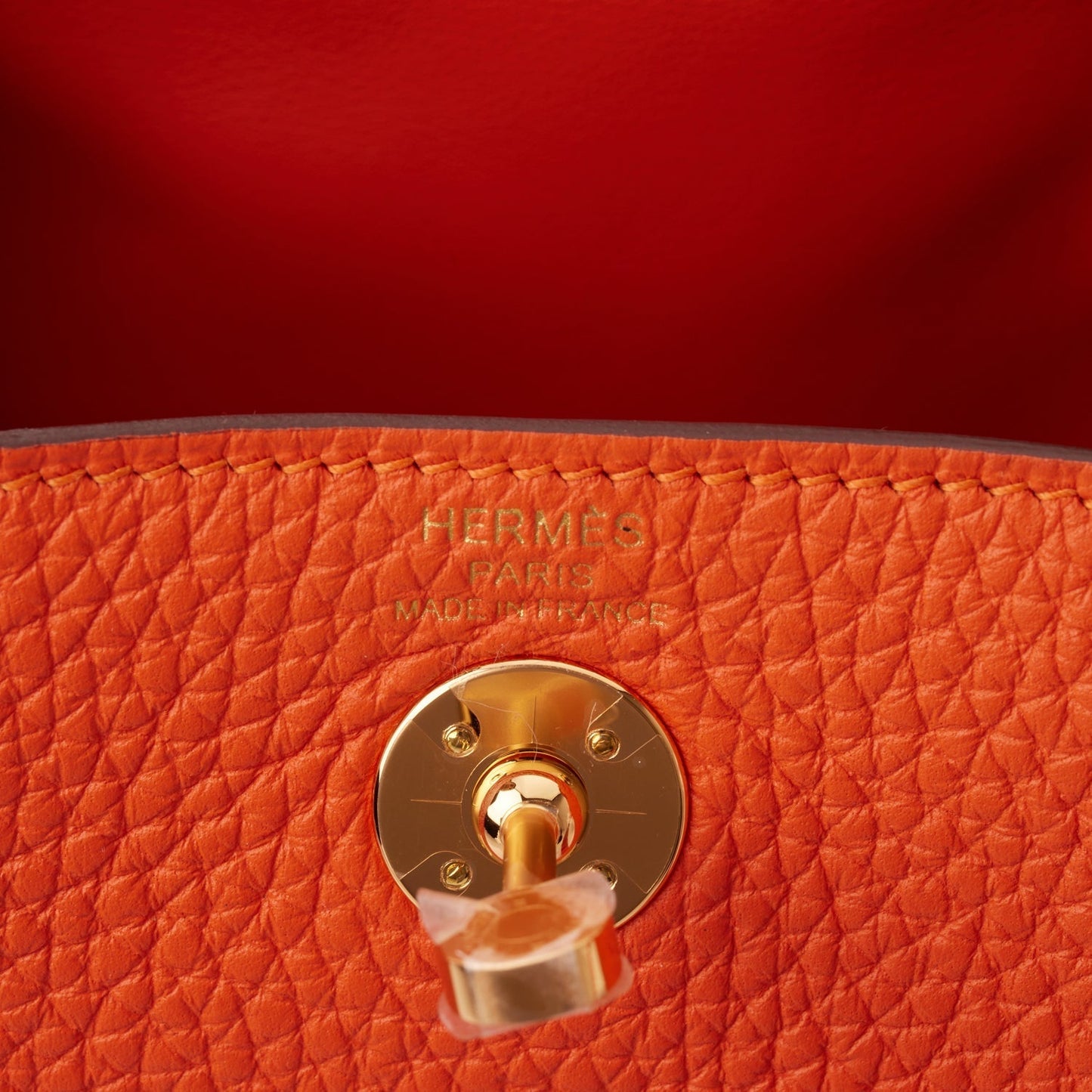 Hermes Mini Lindy Feu Clemence Gold Hardware