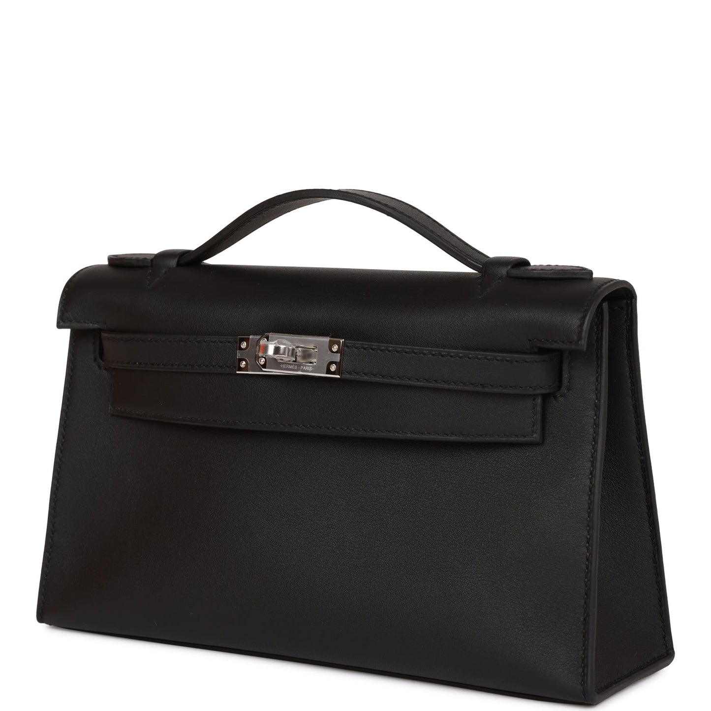 Hermes Kelly Pochette Black Swift Palladium Hardware