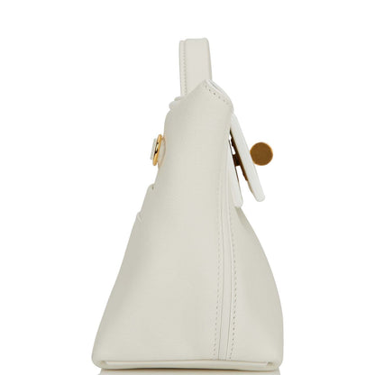 Hermes Mini 24/24 Bag White Evercolor and Swift Gold Hardware