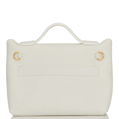 Hermes Mini 24/24 Bag White Evercolor and Swift Gold Hardware