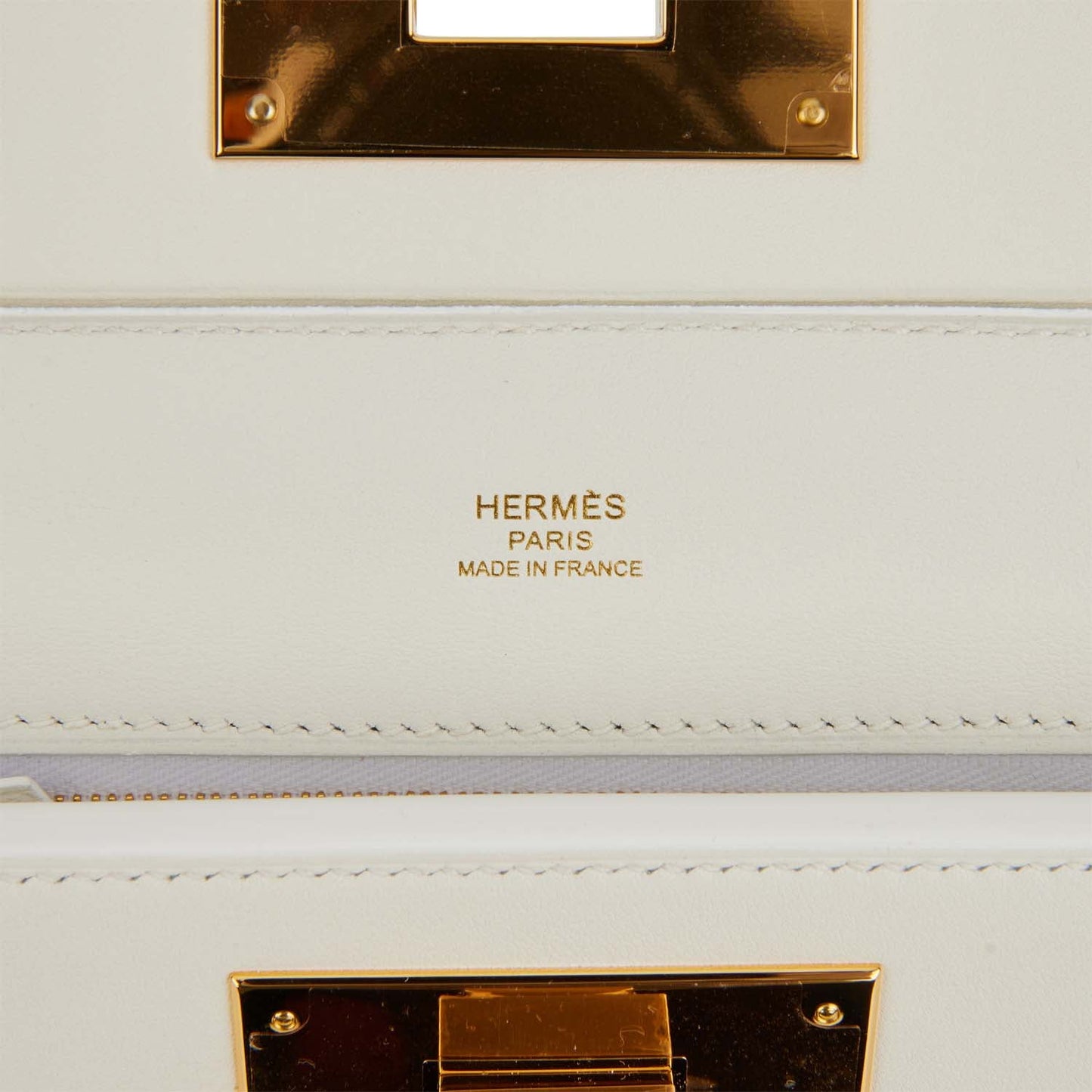 Hermes Mini 24/24 Bag White Evercolor and Swift Gold Hardware