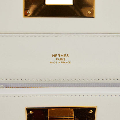 Hermes Mini 24/24 Bag White Evercolor and Swift Gold Hardware