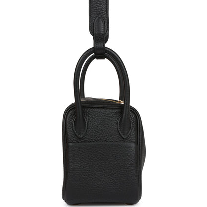 Hermes Mini Lindy Black Clemence Gold Hardware