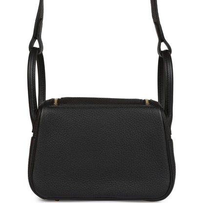 Hermes Mini Lindy Black Clemence Gold Hardware