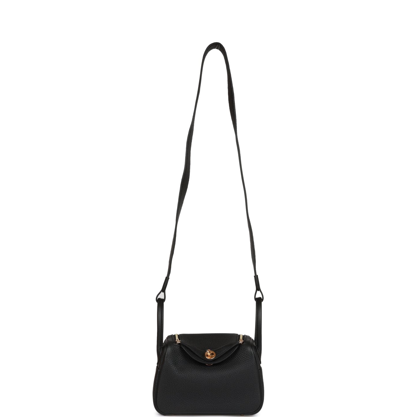 Hermes Mini Lindy Black Clemence Gold Hardware