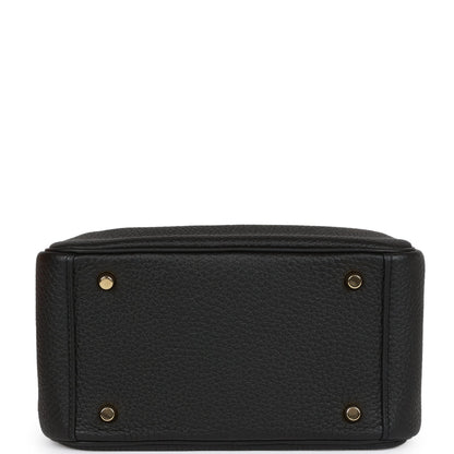 Hermes Mini Lindy Black Clemence Gold Hardware