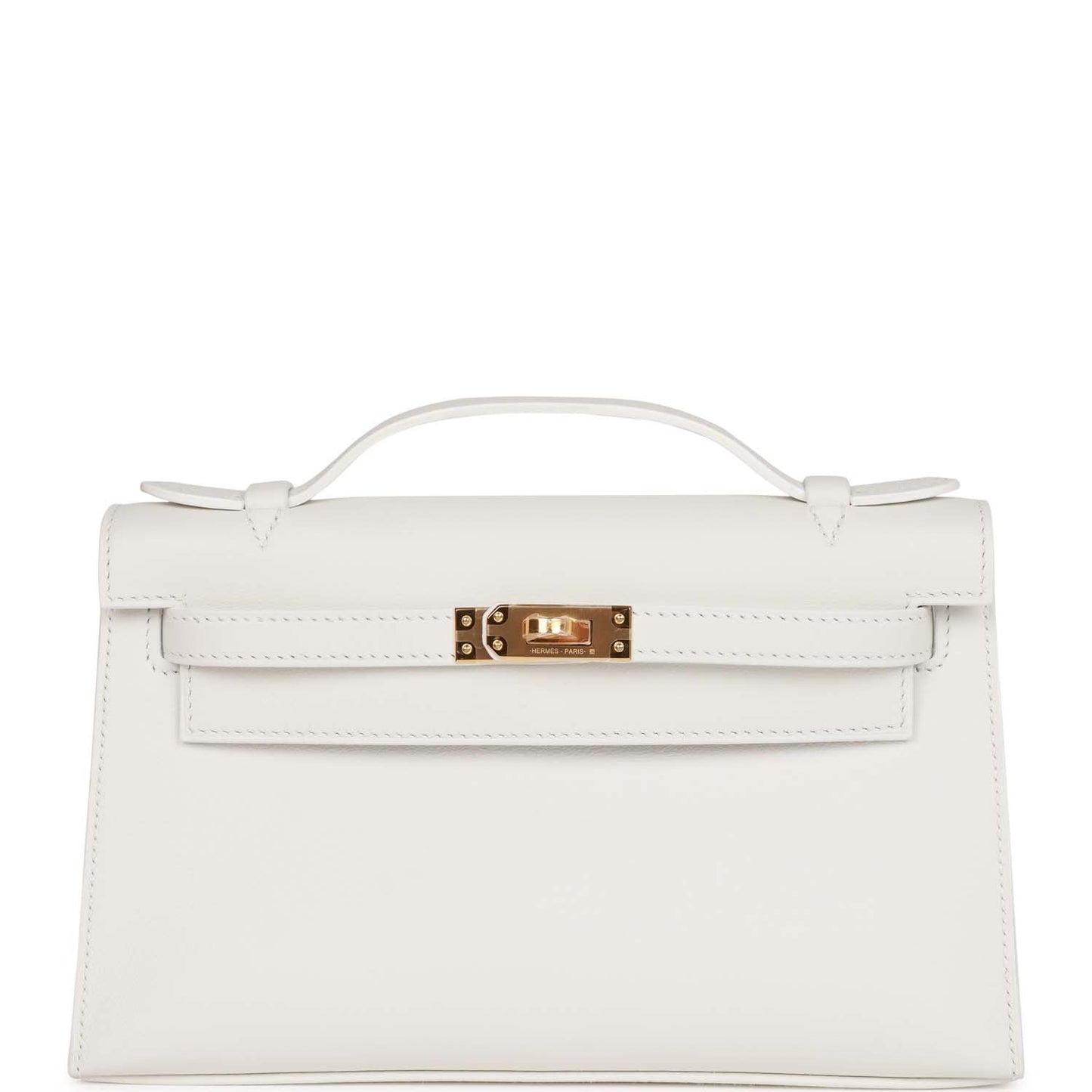 Hermes Kelly Pochette White Swift Gold Hardware