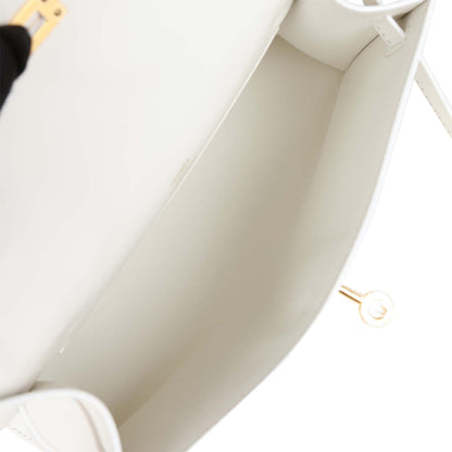 Hermes Kelly Pochette White Swift Gold Hardware