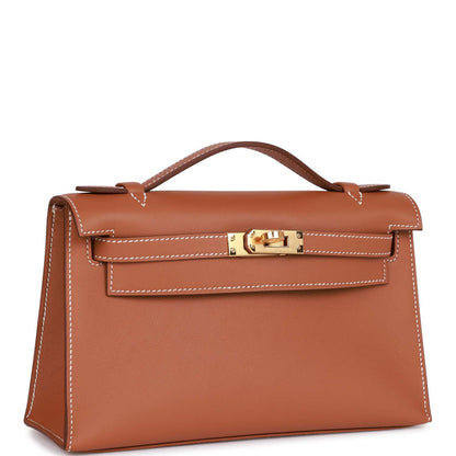 Hermes Kelly Pochette Gold Swift Gold Hardware