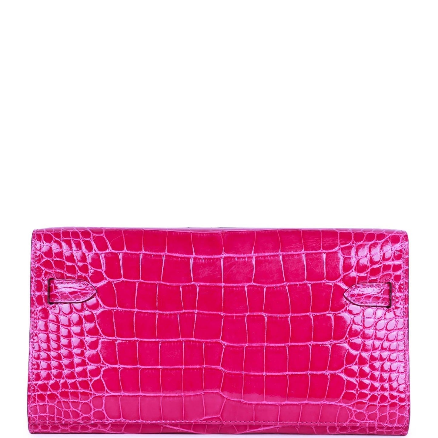 Pre-owned Hermes Kelly Wallet To Go Rose Scheherazade Shiny Alligator Palladium Hardware