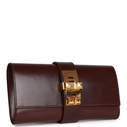 Hermes Medor 23 Clutch Rouge H Box Gold Hardware