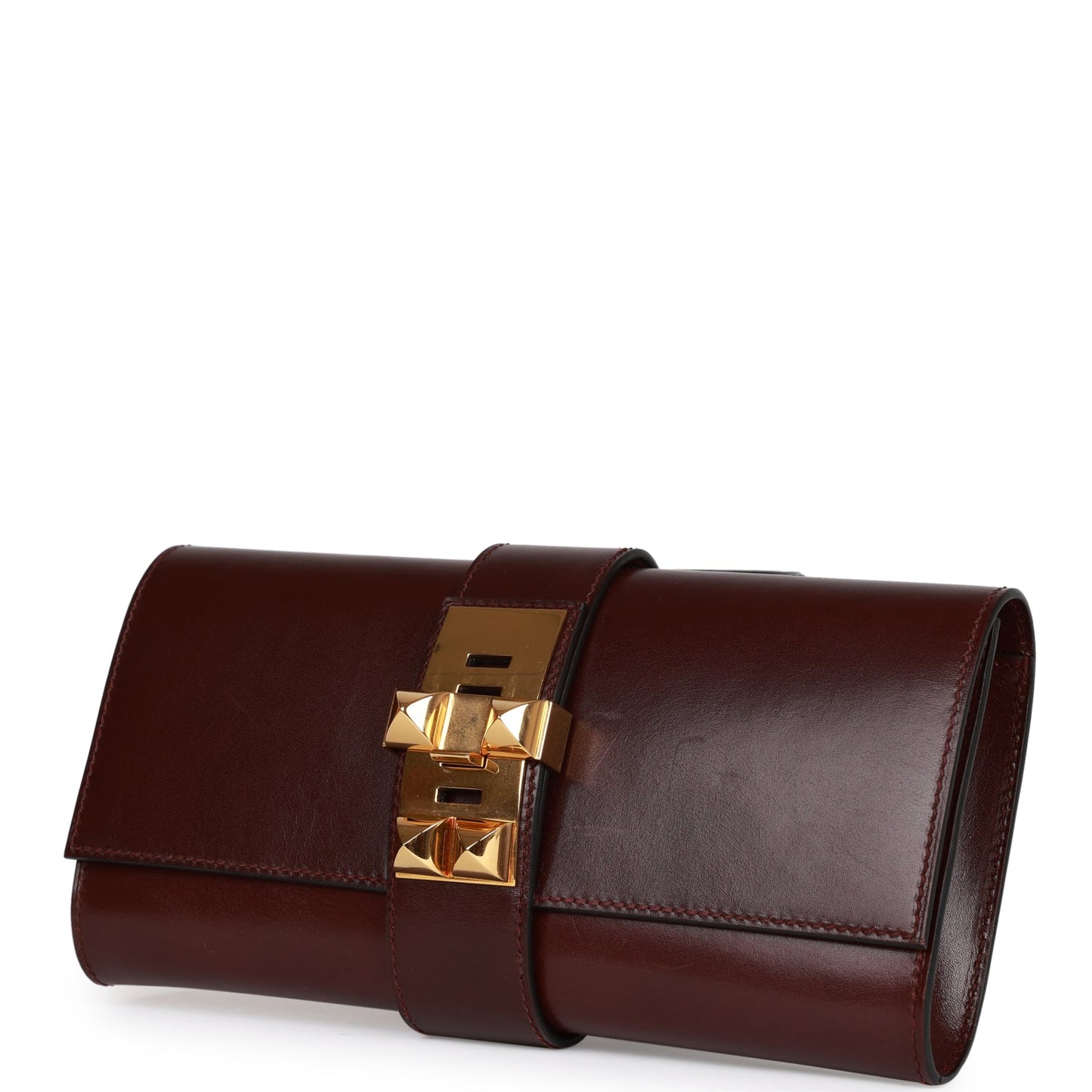 Hermes Medor 23 Clutch Rouge H Box Gold Hardware