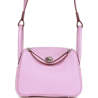 Hermes Mini Lindy Mauve Sylvestre Clemence Palladium Hardware