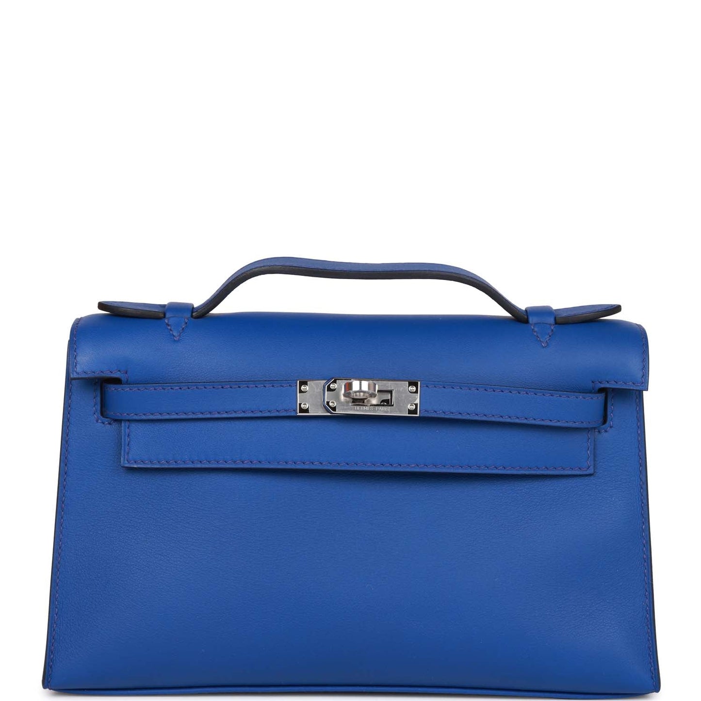 Hermes Kelly Pochette Bleu Royal Swift Palladium Hardware