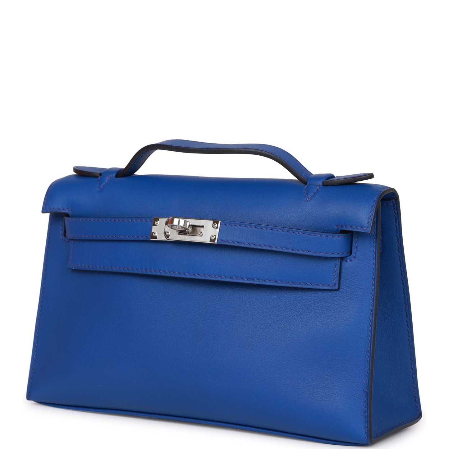 Hermes Kelly Pochette Bleu Royal Swift Palladium Hardware