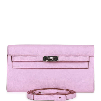 Hermes Kelly Wallet To Go Mauve Sylvestre Epsom Palladium Hardware