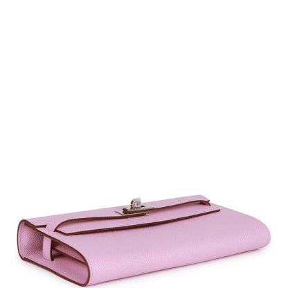 Hermes Kelly Wallet To Go Mauve Sylvestre Epsom Palladium Hardware