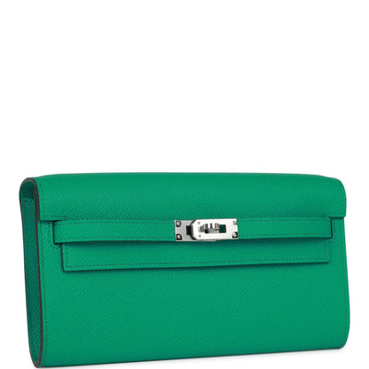 Hermes Kelly Wallet To Go Vert Jade Epsom Palladium Hardware